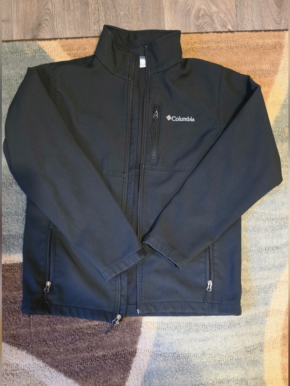 Columbia Black Fleece Jacket with Blue Trim